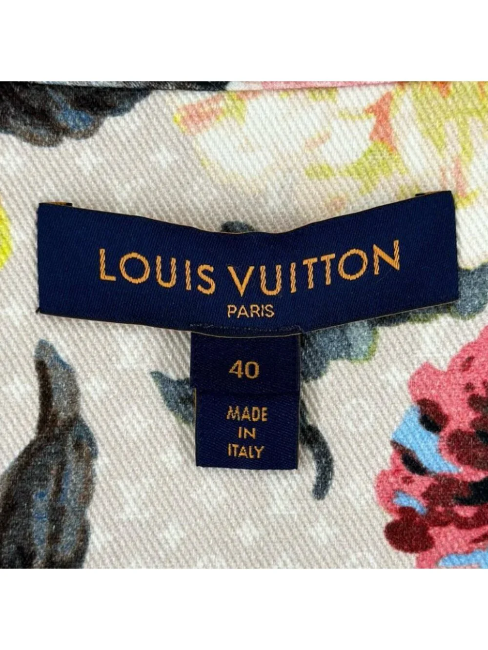 Louis Vuitton Flower Monogram Print Collarless Jacket AW Denim Cotton